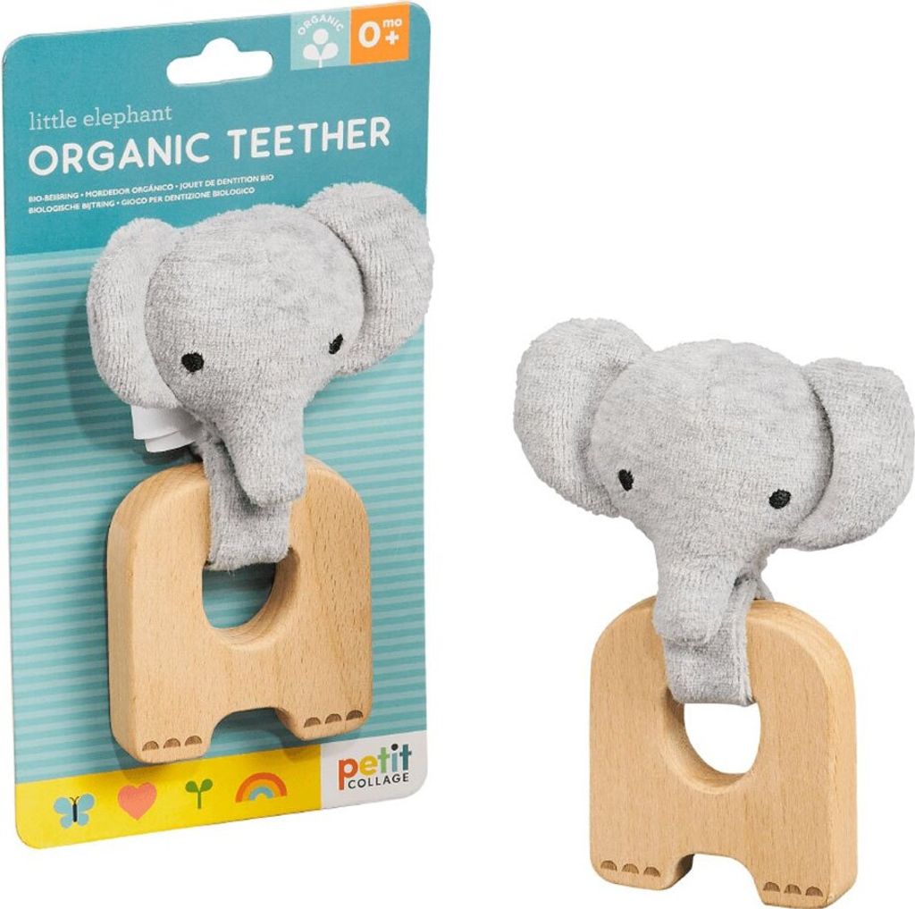 Petit Collage Organischer Elefant Beißring Beige Beige One Size
