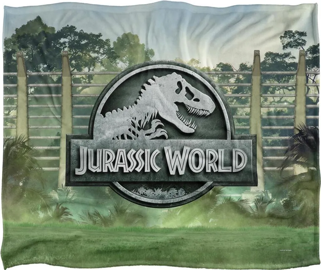 Jurassic World Couverture Motif Clôture TV19488 Taille Unique Blanc