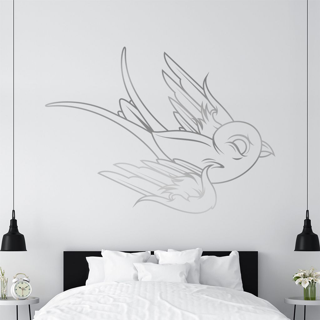 KIWISTAR Linien Vogel Fein Wandtattoo in 6 Größen - Wandaufkleber Wall Sticker - Dekoration, Küche, Wohnzimmer, Schlafzimmer, Badezimmer