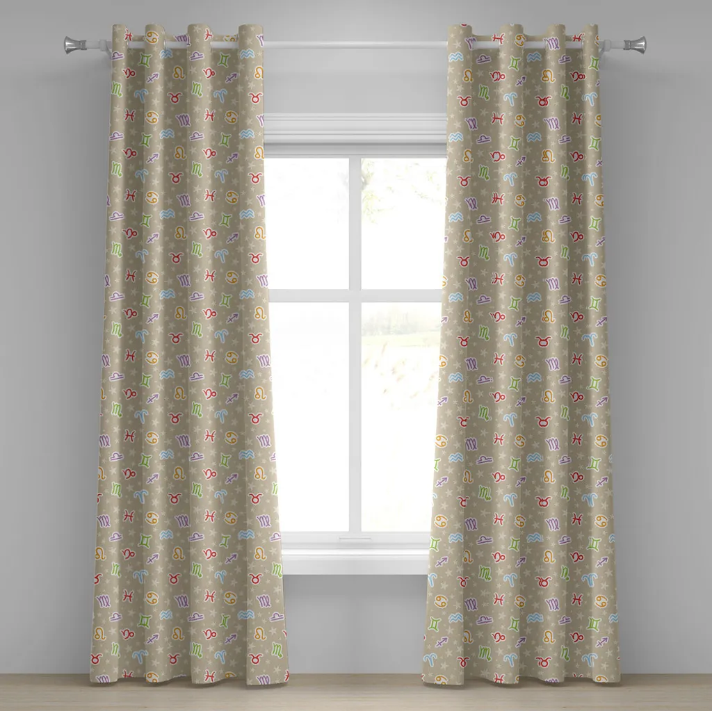 Paire de rideaux occultants décoratifs motif zodiaque 280 x 175 cm