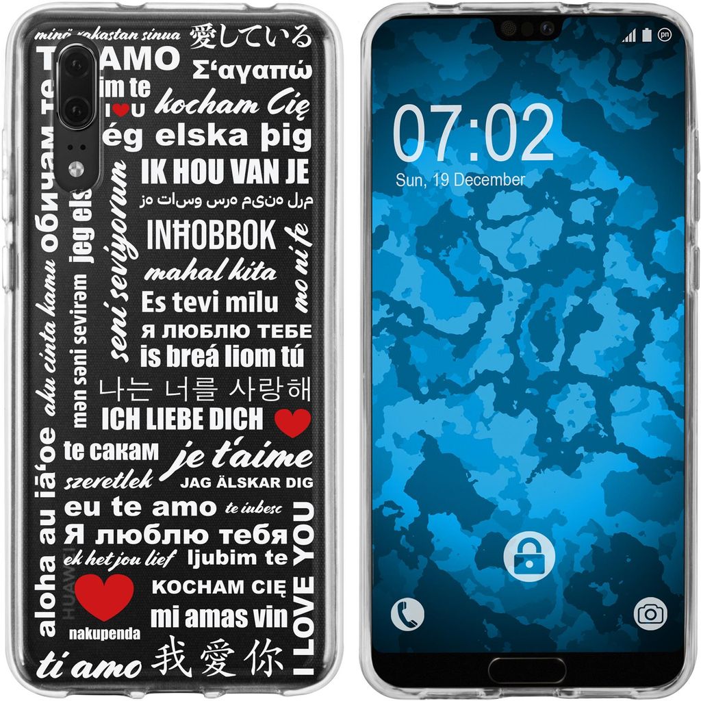 PhoneNatic Case kompatibel mit Huawei P20 Silikon-Hülle in Love M5