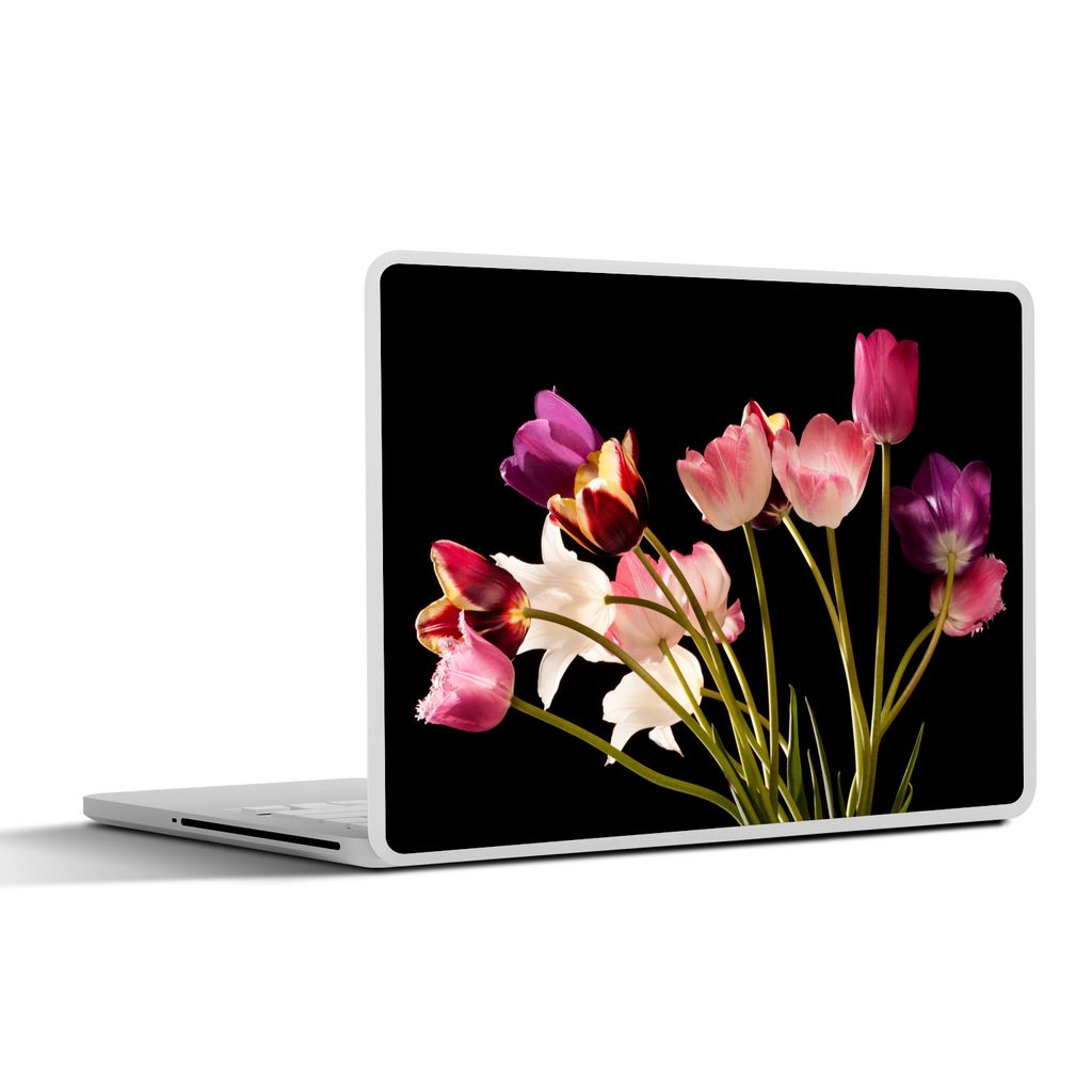 MuchoWow Laptop Aufkleber Sticker Cover Stillleben - Tulpen - Farben 25x18 cm - Laptop-Deko