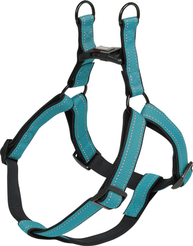 Nobby Geschirr Classic Reflect Soft türkis/schwarz, Brustumfang: 60-86 cm