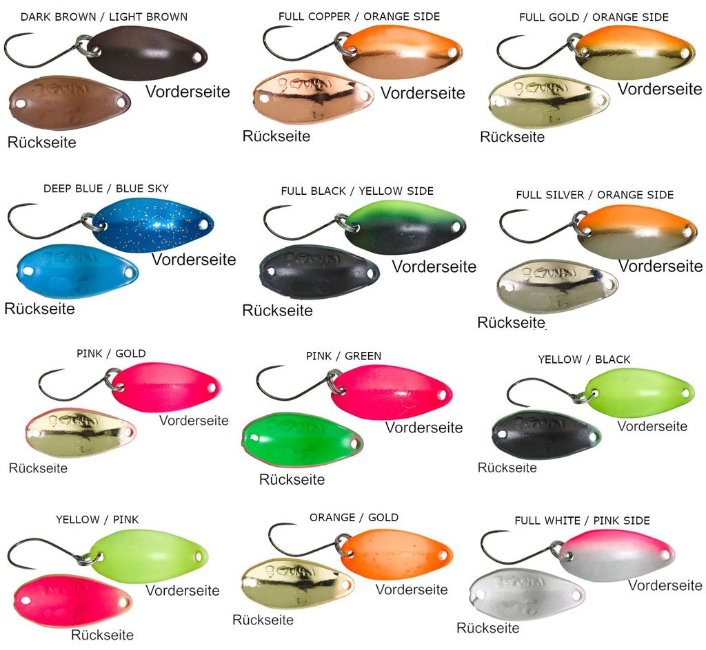 Gunki Spoon Reinbo Slide 2,48cm 3,2g - Forellenblinker, Gunki Farben:DEEP BLUE / BLUE SKY