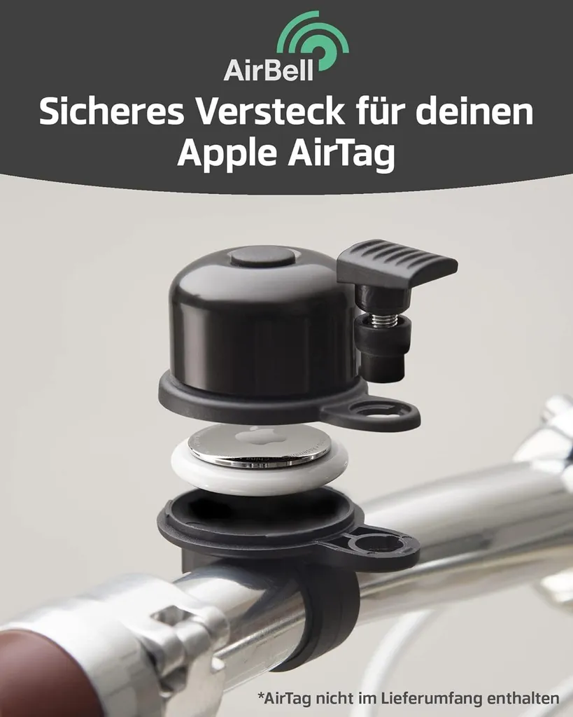 Sonnette vélo discrète avec support AirTag intégré - Antivol GPS 22,2 mm