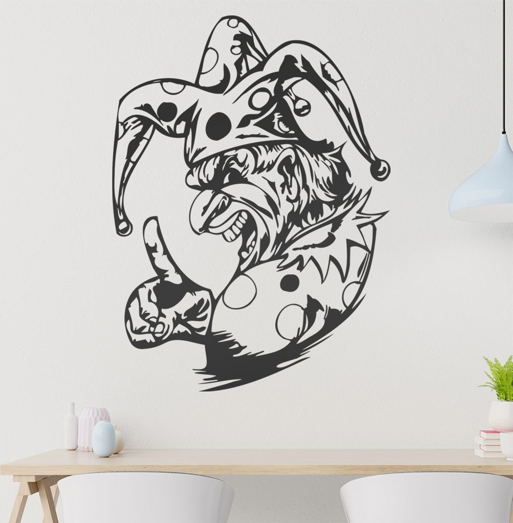 Harlekin Wandtattoo in 6 Größen - Wandaufkleber Wall Sticker - Dekoration, Küche, Wohnzimmer, Schlafzimmer, Badezimmer