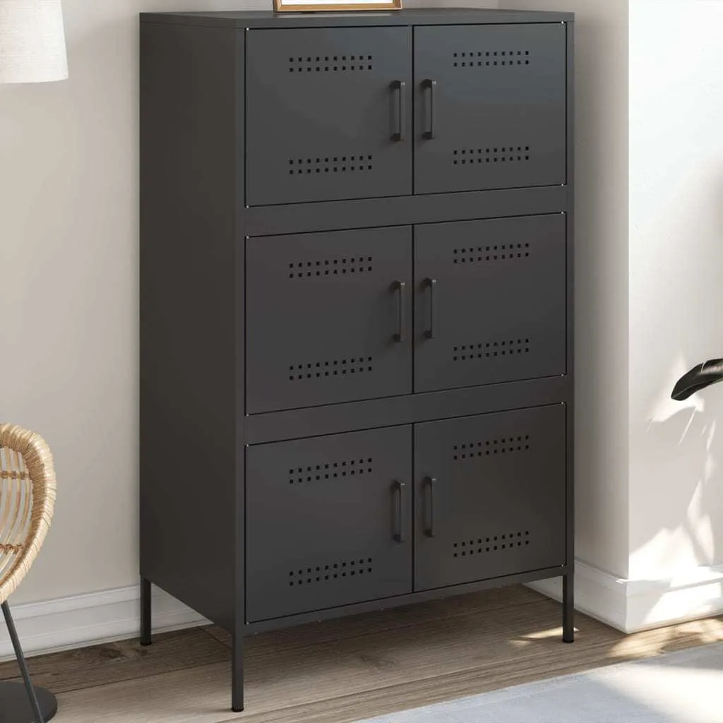 Credenza Alta vidaXL Nera in Acciaio | Design Contemporaneo 113 cm