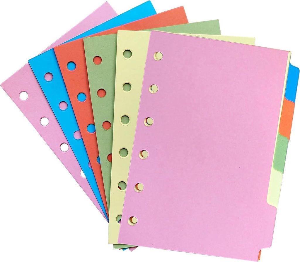 Dy.2ten 10 Blätter/2 Setze Ordnerteiler A7 6 Löcher Mini Index farbiger Leer -Ring -Binder, Notizbuch, Planer, Planer