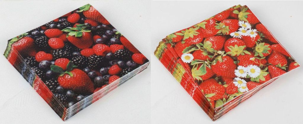 BURI 24x 20er Packung Servietten 33x33cm 3-Beeren Früchte Produktbild 