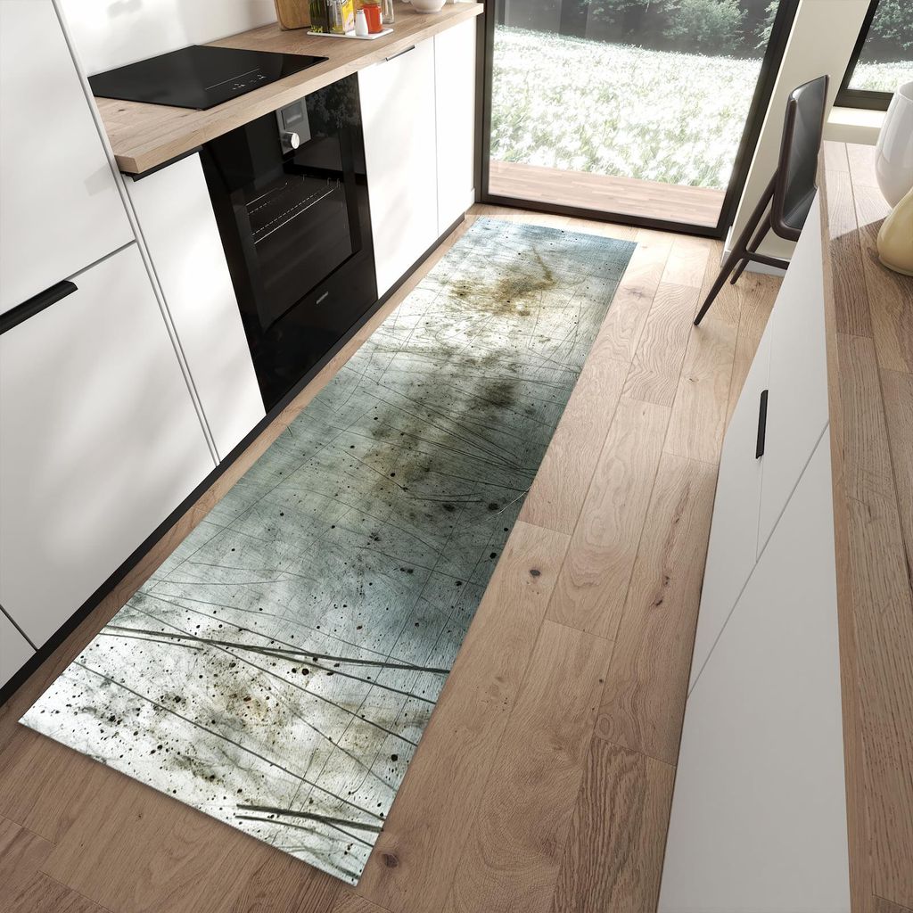 Küchenteppich 80x280cm rutschfest & abwischbar PVC Läufer - es Metall