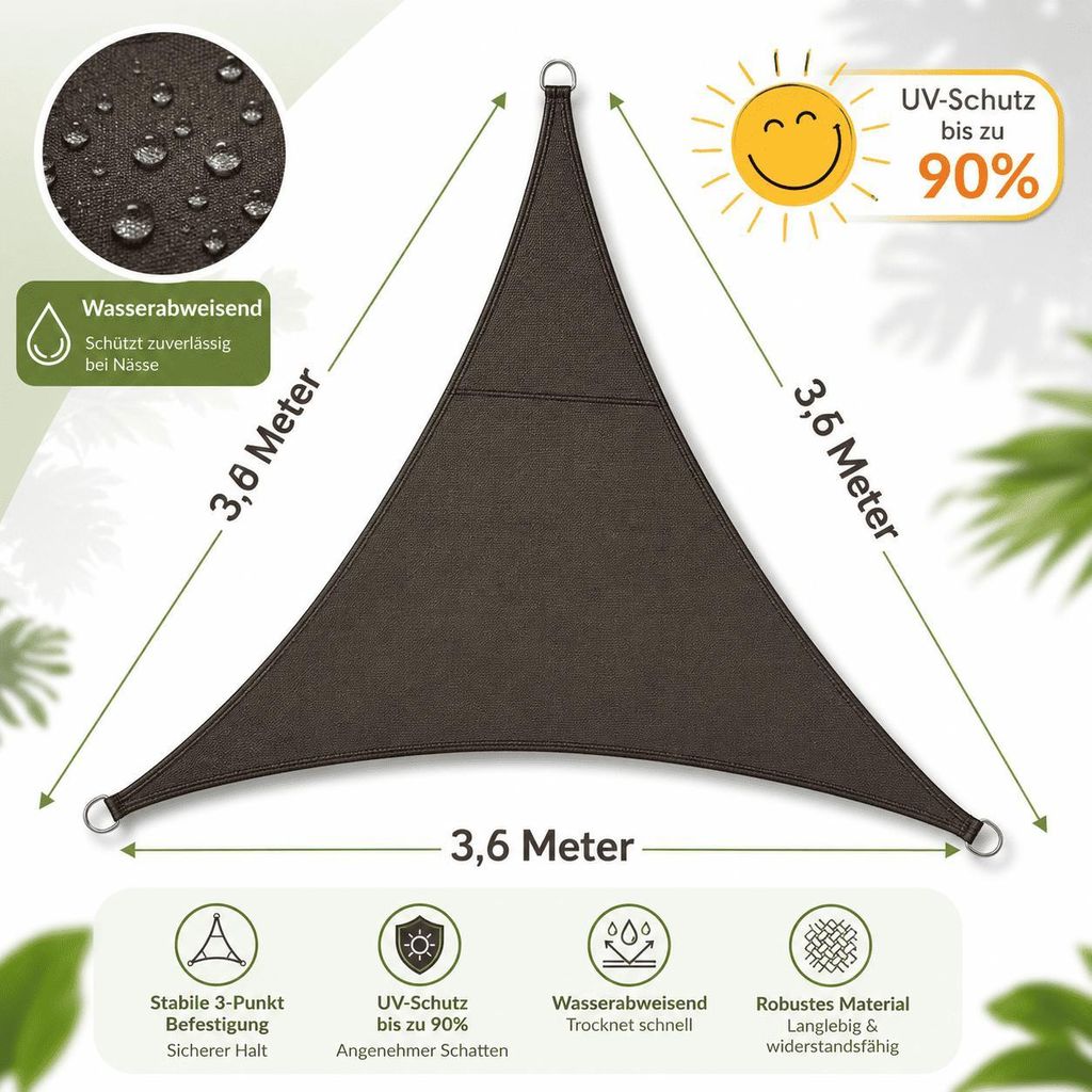 Sonnensegel Dreieck Sonnenschutz Schattensegel UV-Schutz Produktbild 