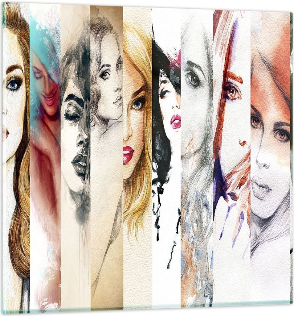 Bilder auf glas - Frauen Schönheit Dame Illustration - 30x30cm - Glasbilder - Wandbilder - Kunstdruck - zum Aufhängen bereit - Wanddekoration aus...