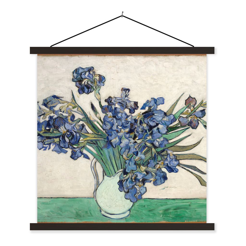 MuchoWow Textilposter Stilleben mit Schwertlilien - Vincent van Gogh 90x90 cm mit schwarzem Rahmen - Magnetisches