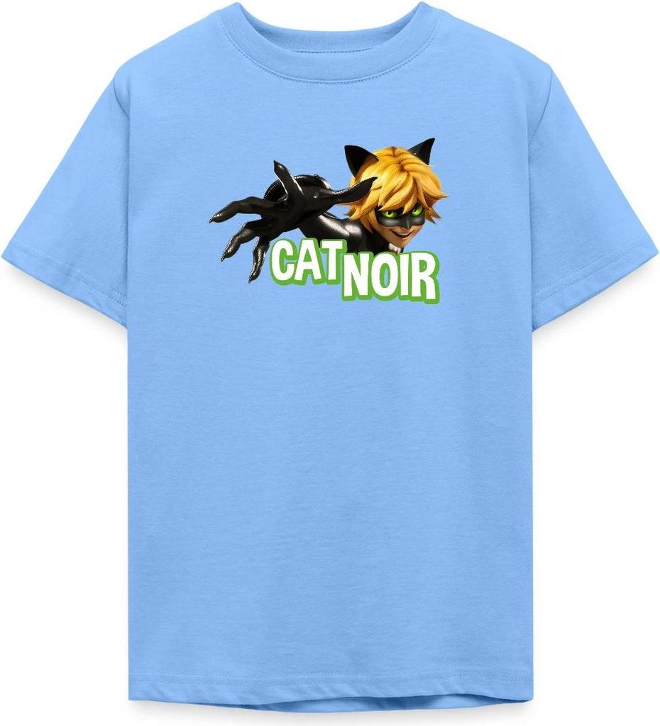Spreadshirt Miraculous Cat Noir Adrien Teenager T-Shirt, 152/164 (12-14 Jahre), Himmelblau