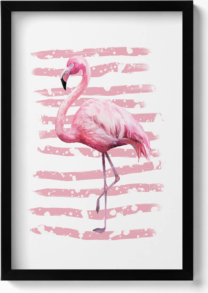 Flamingo-Grafik– Wandbild mit Rahmen – Gerahmtes Bild  – Produktbild 