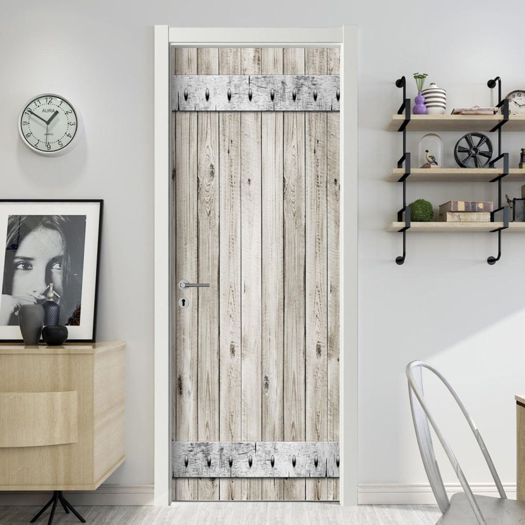Türtapete AstraDesign 88×200 cm „Helle Holztür“ – Produktbild 