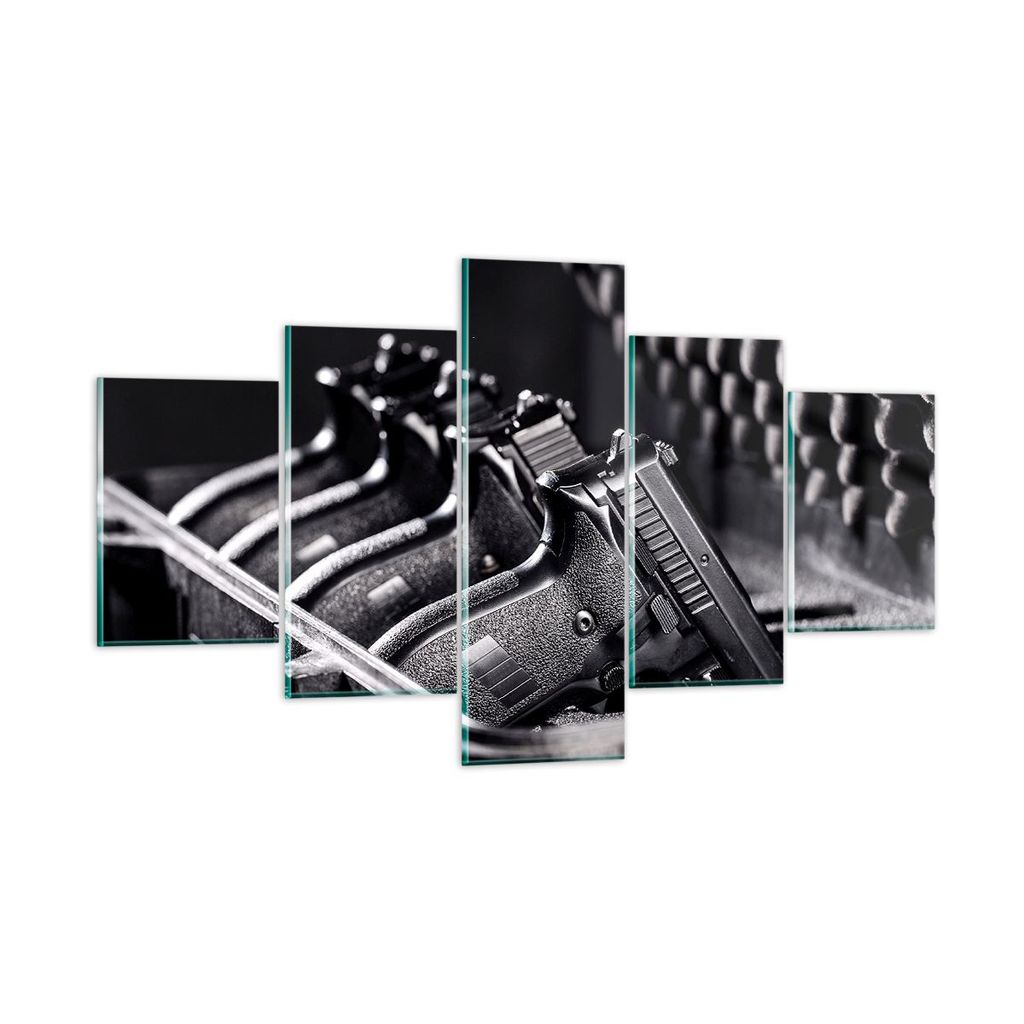 Bilder auf glas - Waffe Waffe Kugel - 125x70cm - Glasbilder - Wandbilder - Kunstdruck - zum Aufhängen bereit - Wanddekoration aus Glas - Glas Bild...