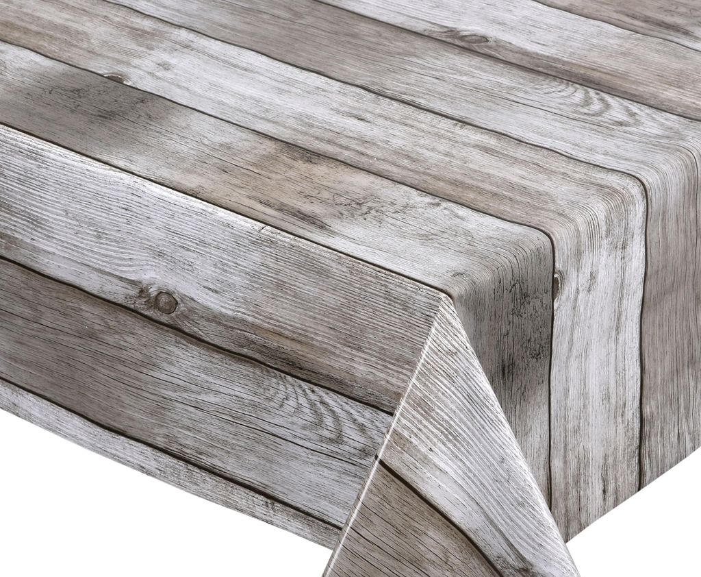 Wachstuchtischdecke glatt Holz beige abwischbar Garten Tischdecke, Farbe und Größe wählbar,Natur