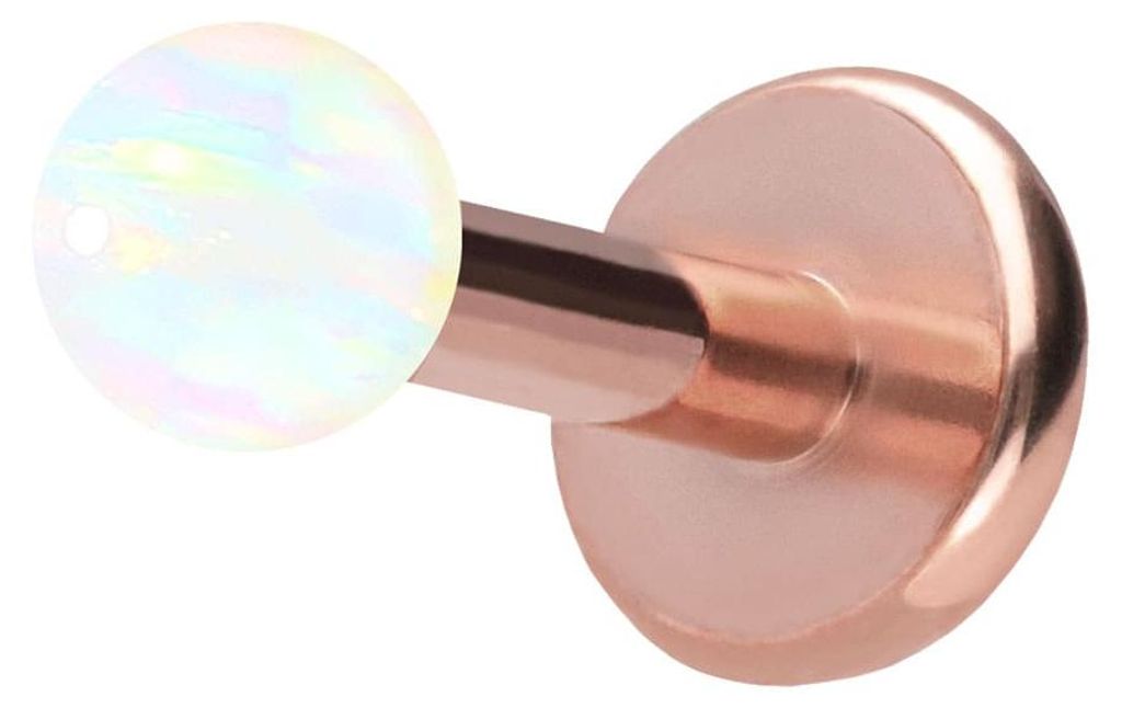 Ohrpiercing, Nasenpiercing Titan Labret mit Push Fit SYNTHETISCHER OPAL RoséGold Stablänge: 6mm + Stabstärke: 1,2mm + Kugelgröße: 2,5mm
