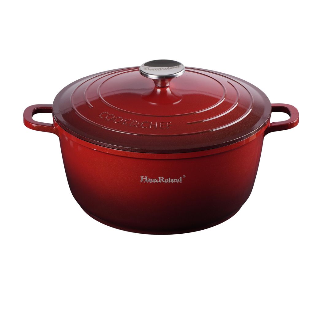 Topf 7L Aluminium Kochtopf Suppentopf Induktion Universaltopf Fleischtopf Rot 28cm