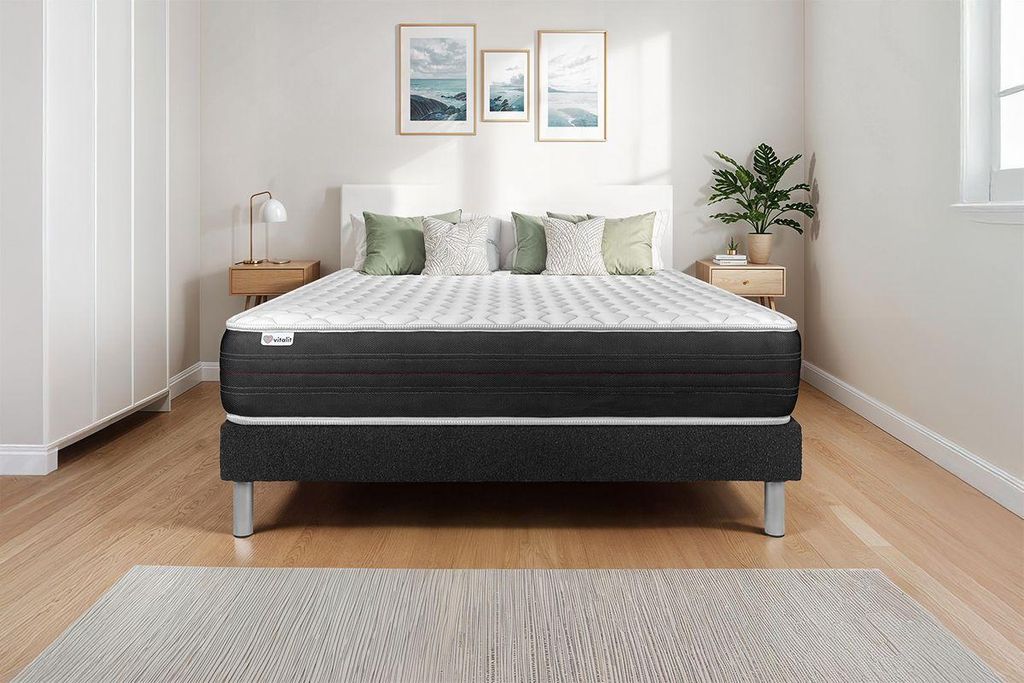 Matratzenset VITAL SPRING 160 x 220 cm Bettrahmen Kit schwarz