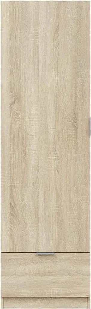 Garde-robe 1 porte Dello en chêne brun et son étagère de rangement
