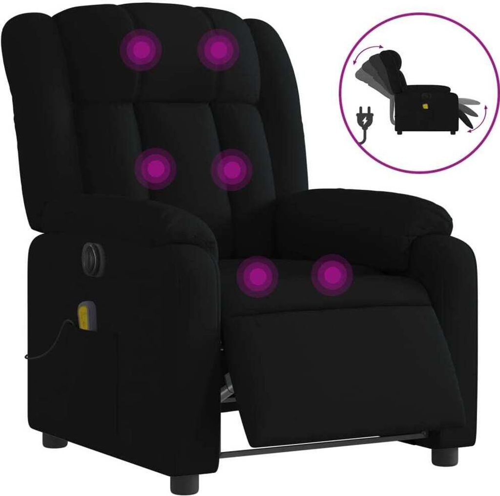 Massagesessel Elektrisch Schwarz Stoff