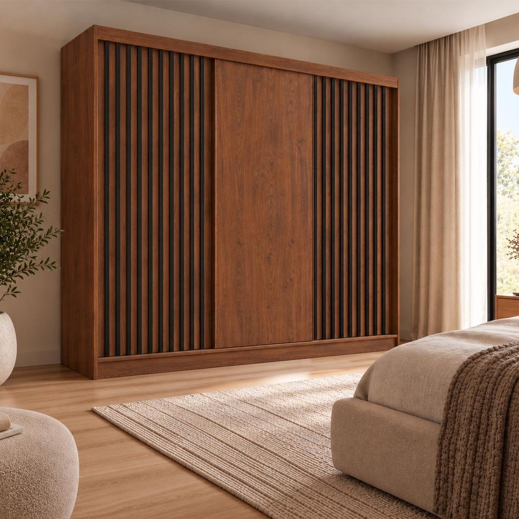 KSHOMECONCEPT Garderobekast Lumil, 240 cm, notenhout Productafbeelding 