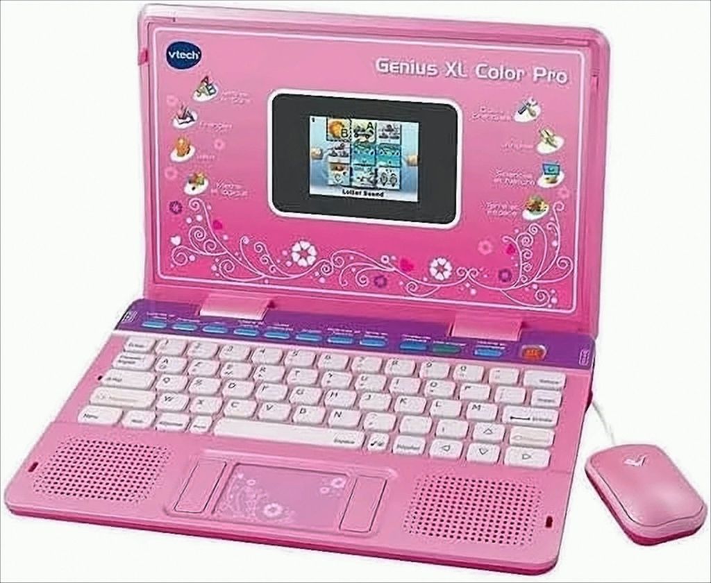 VTech Genius XL Color Pro zweisprachiger rosa Kindercomputer mit Farbdisplay, Maus, 90 pädagogische und skalierbare Aktivitäten, Geschenk für Ki...