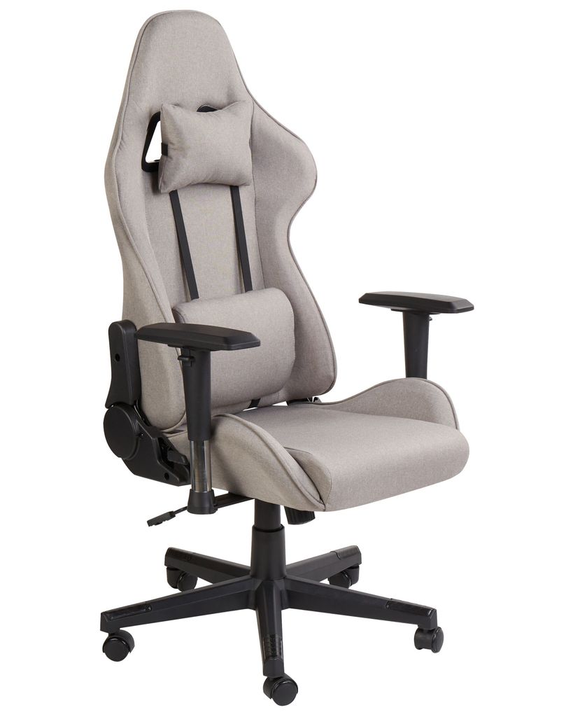 BELIANI Bürostuhl Taupe Sotffbezug Höhenverstellbar Drehbar Verstellbare Armlehnen Wippmechanismus Regulierbare Rückenlehne Modern Gaming Stuhl