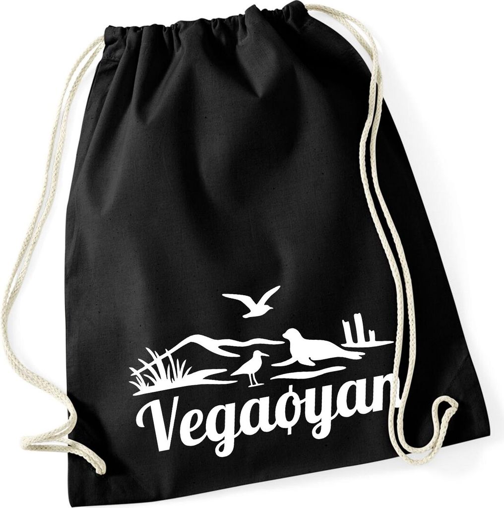 Huuraa Turnbeutel Vegaøyan Norwegen 12 Liter Black Baumwolle Rucksack Geschenkidee