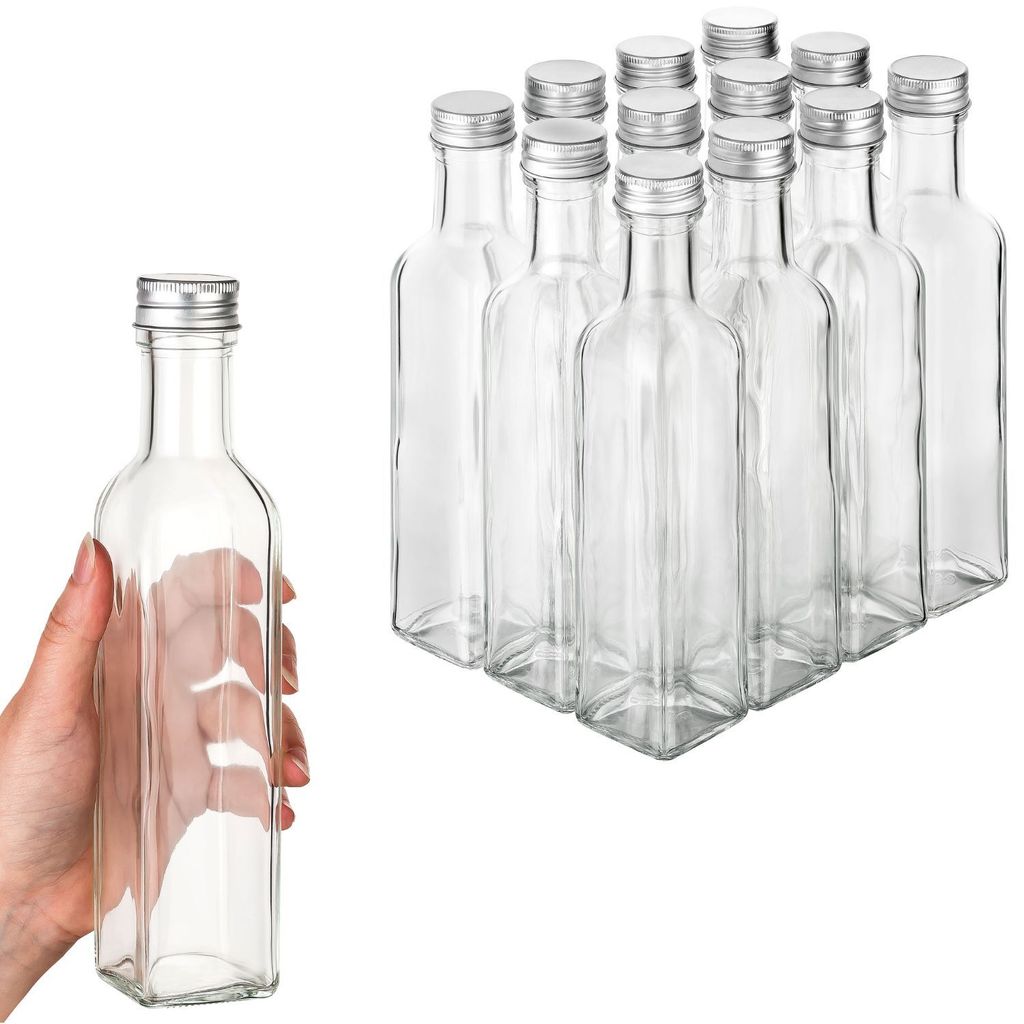 12x Glasflaschen zum Befüllen 250ml Flaschen für Likör Produktbild 