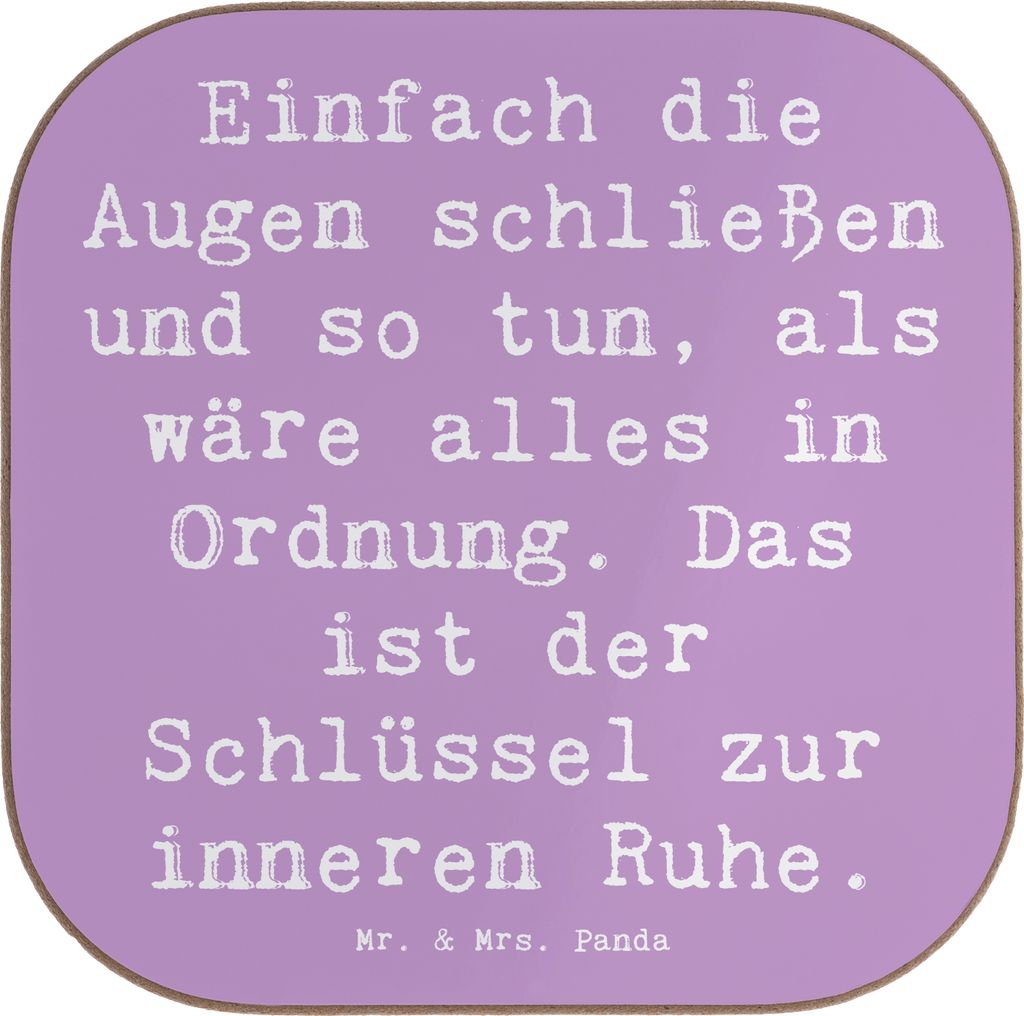 Mr. & Mrs. Panda Quadratischer Untersetzer Spruch Innere Ruhe - Lavendeltraum - Geschenk, Seelenfrieden, Zitat, Tischuntersetzer, Frieden, Coaster,...