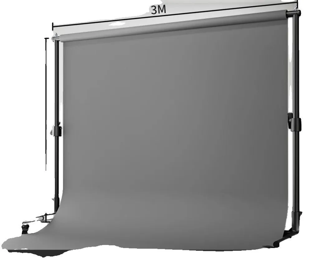 Support de fond télescopique réglable et tissu gris opaque 2 x 3 m