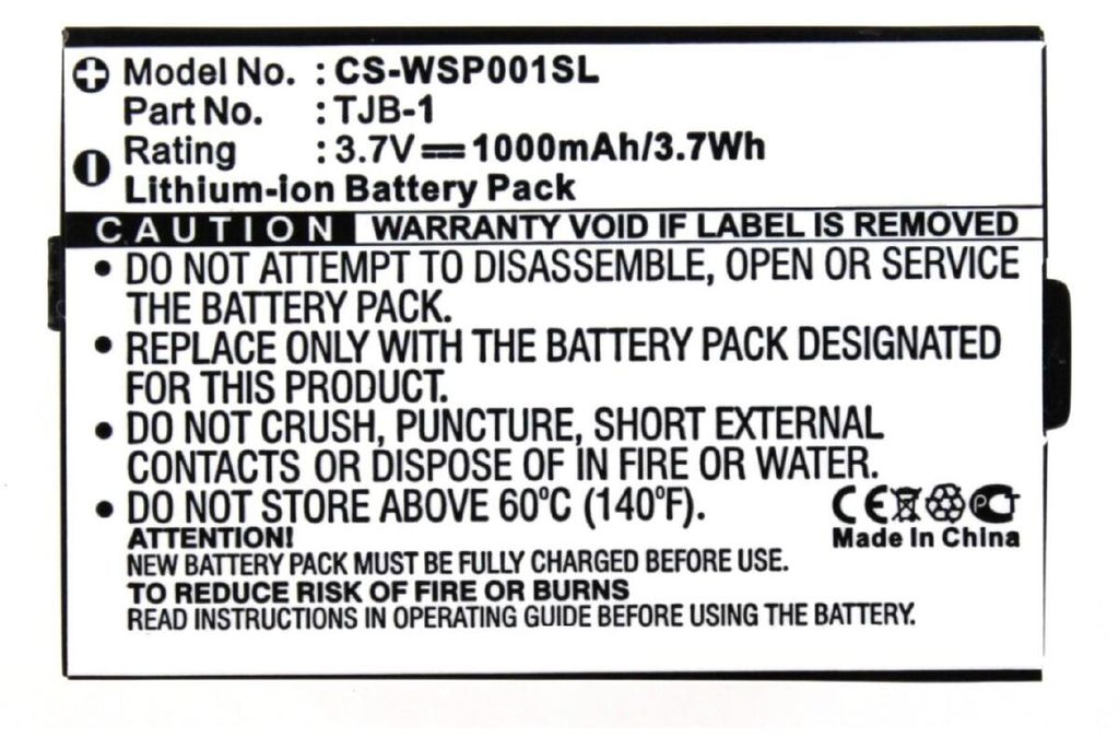 Akku für Hyundai TJB-1 Li-Ion 3,7 Volt 1000 mAh schwarz. Produktbild 