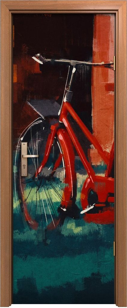 Türposter 70x200 cm Türaufkleber Türtapete Türfolie Klebefolie Eimer Blume Fahrrad Vintage
