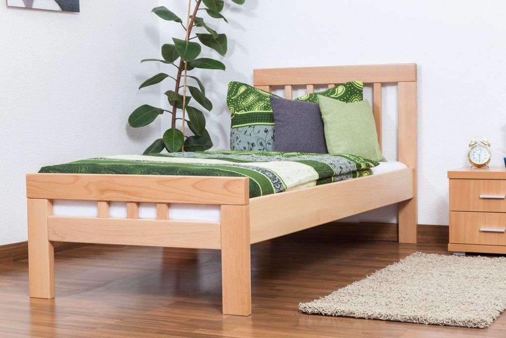 Einzelbett "Easy Premium Line" K8, Buche Vollholz massiv natur - Maße: 90 x 190 cm