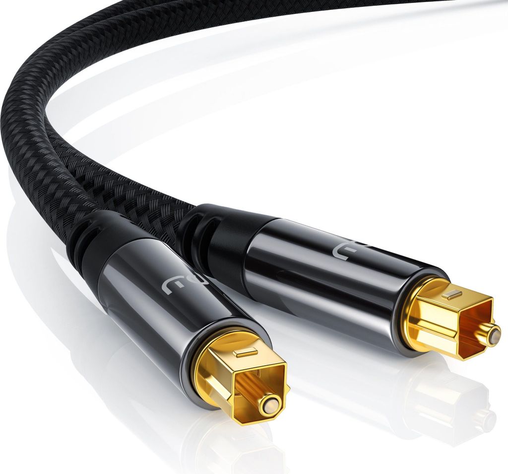 Primewire Optisches-Kabel, S/PDIF, Toslink, Lichtwellenleiter mit Metallstecker & Nylonmantel, Audiokabel - 2m