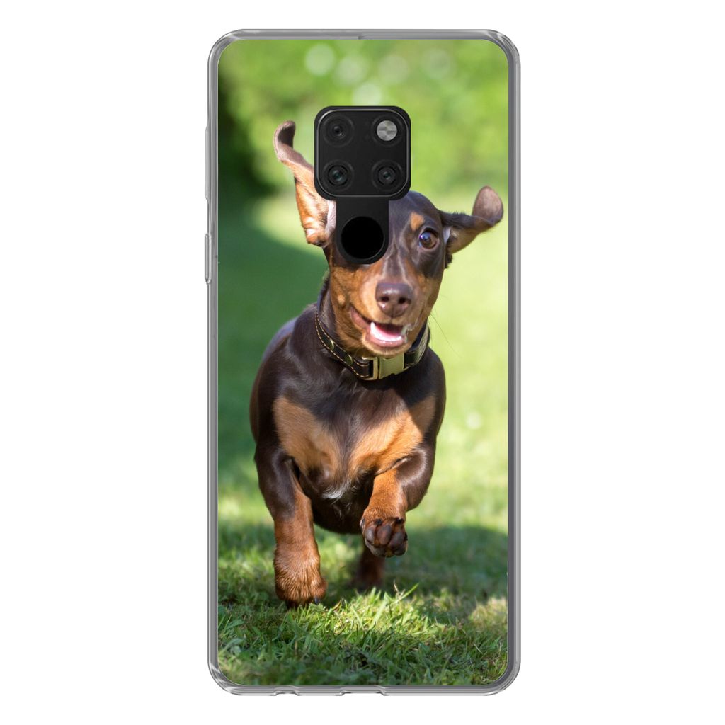 MuchoWow Handyhülle Schutzhülle Hülle für Huawei P40 Lite Ein sprintender Dackel Silikon Softcase Handy Hülle - Handy