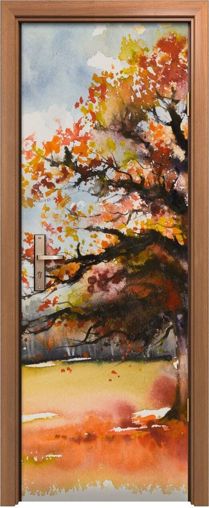Türposter 70x200 cm Türaufkleber Türtapete Türfolie Klebefolie Baum Herbst Landschafts Blätter