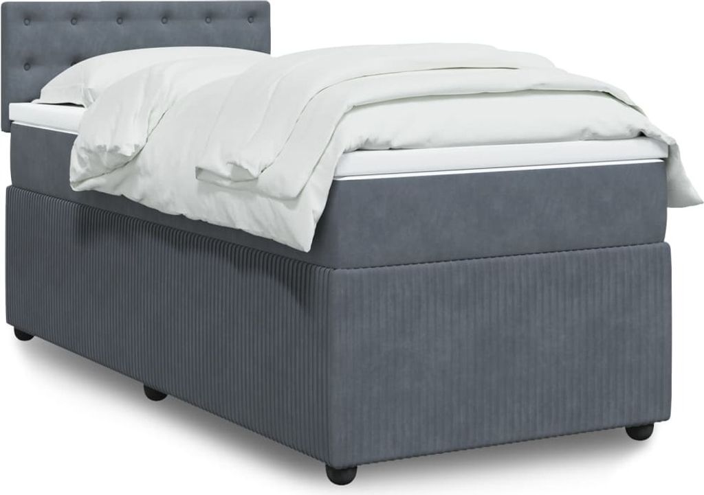 Maison Exclusive - Boxspringbett mit Matratze Dunkelgrau 90x200 cm Samt