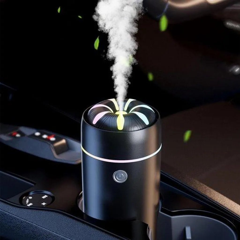 Petit humidificateur portable et diffuseur noir pour voiture USB 200ml
