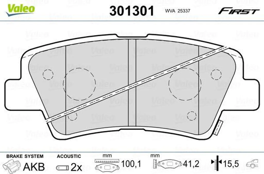 Plaquettes de frein VALEO 301301 Haute Performance OE pour Tucson et Soul