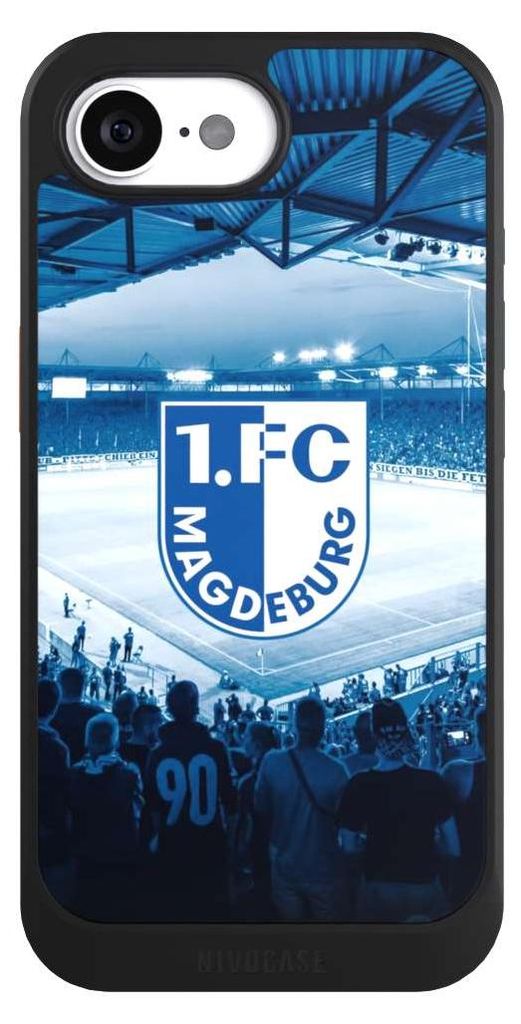 NIVOCASE Hülle für Apple iPhone 16e Handyhülle NIVOcore Case Schwarz Stadion 1. FC Magdeburg 1. FCM