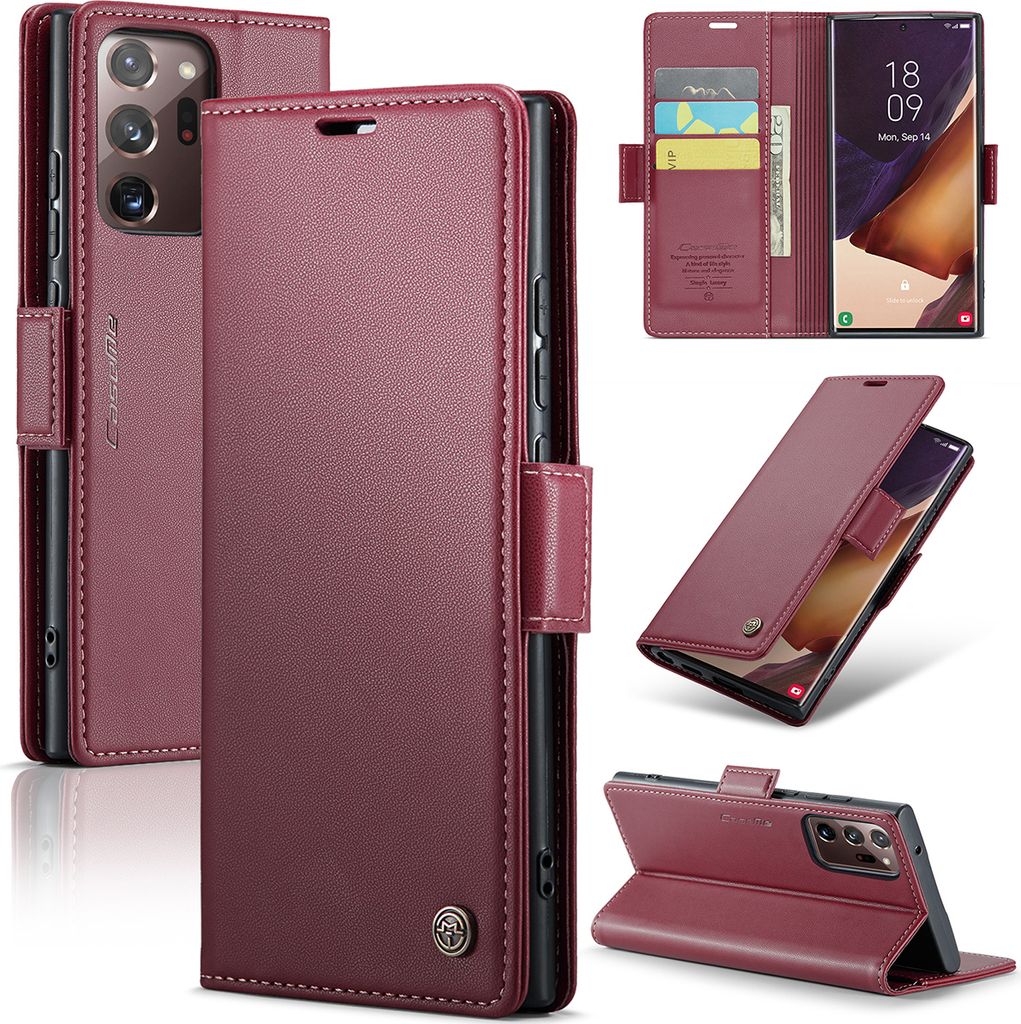 Galaxy Note 20 Ultra Hülle, Leder Brieftasche Kartenfach Schutzhülle mit Standfunktion für Samsung Galaxy Note 20 Ultra 5G Rot