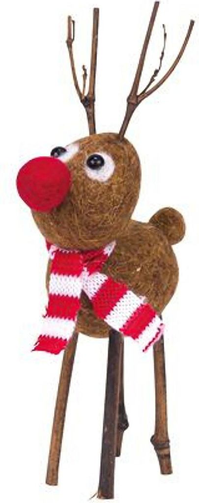 Deko Figur Rentier Rudolph aus Wolle 22 cm - Einheitsgröße