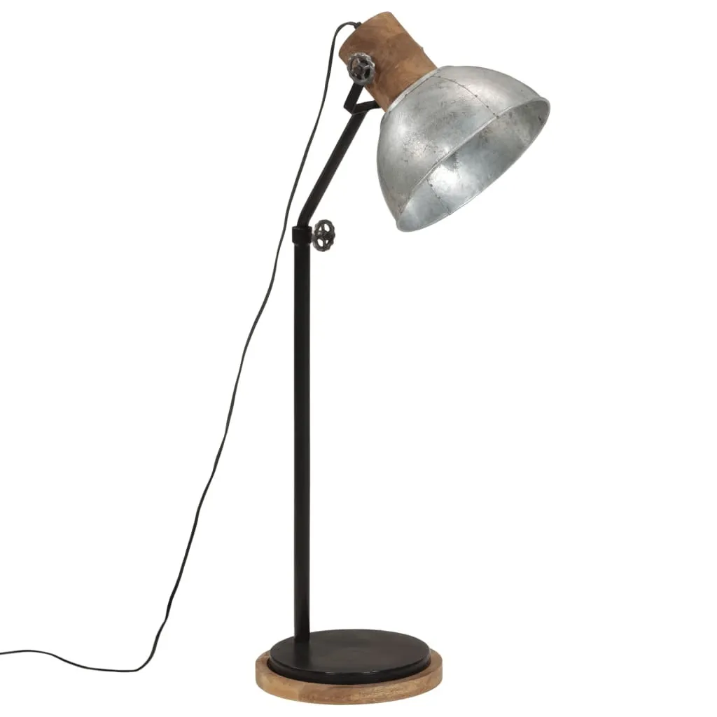 Lampada Terra Industriale Argento vidaXL | Ferro e Legno Mango E27 - 5