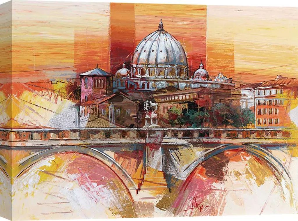 Tableau Rome éternelle de Luigi Florio 80x60 cm - Toile Haute Qualité