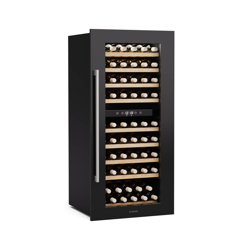 Klarstein Vinsider Duo Weinkühlschrank - 79 Flaschen, 2 Zonen, 5-22 °C, Touch-Bedienung, LED-Beleuchtung, UV-Schutz, Einbauschrank, Schwarz