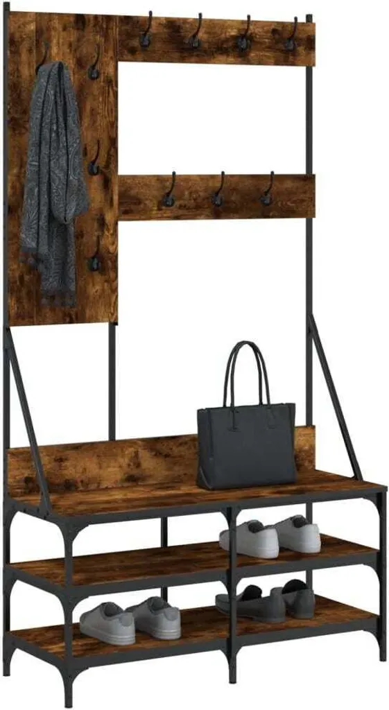 vidaXL Armadietto Vetrina Rovere Fumo 100x15x58 cm Legno Multistrato
